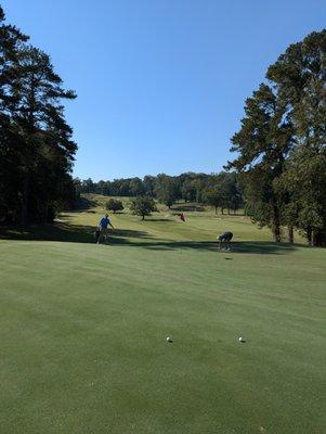 1st green, looking back on the 1st hole.