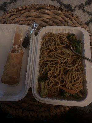 021. Roast Pork Egg Roll and 089. Vegetable Lo Mein