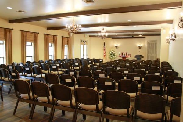 Our Chapel. This room seats up to 120 people and is our main ceremony space.