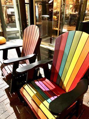 Great Adirondack chairs on Main Street to wait for your table. November 2023