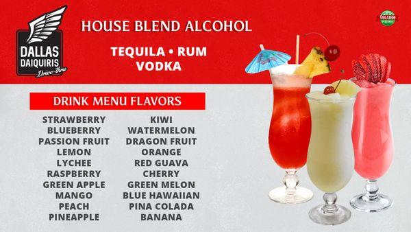 Menu with alcohol and flavor selection