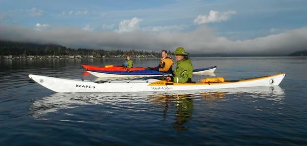 Beginner kayak lessons at Lake Sammamish near Issaquah and Seattle