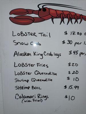 The list of shellfish