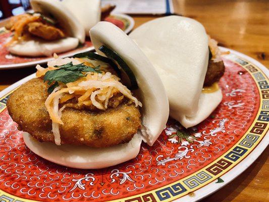 Crispy coconut shrimp bao