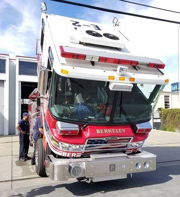 Berkeley fire doing a apparatus check in engine 2.