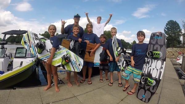 Icy Wakes Surf Shop offers an exciting wakeboard camp! The campers are thrilled to ride behind our award winning Nautique Super Air G23!