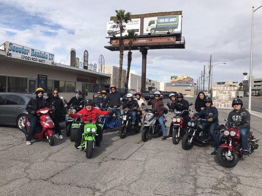 This was a group of tourist all the way from New York. They said "Scooter Rentals Las Vegas was the best place to rent a scooter".