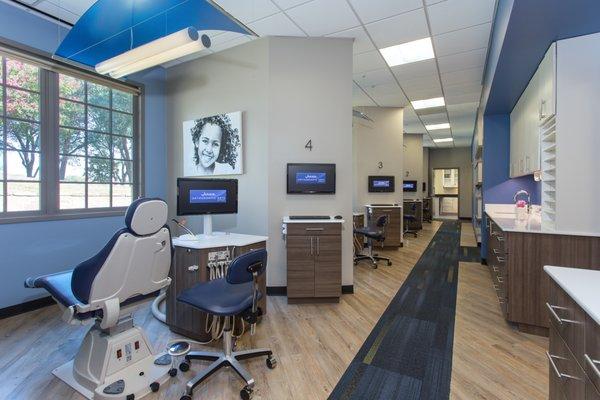 Treatment area with individual rooms to keep conversations private--which is uncommon in the typical orthodontic practice.