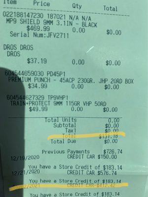 Receipt minus $131. Why restocking fee when it was their fault? They clearly just asked for a Marriage Certificate?