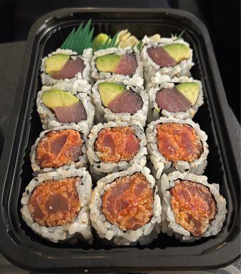 Spicy Tuna Roll and Tuna Avocado Roll