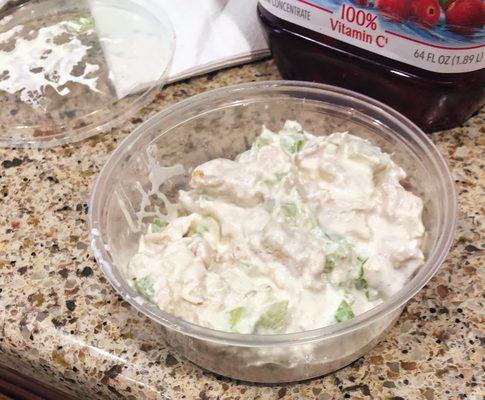 chicken salad with what ever they added as dressing very liquid