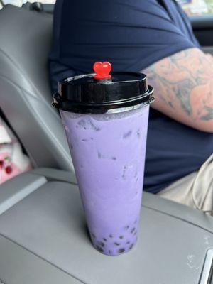 Taro smoothie with boba!