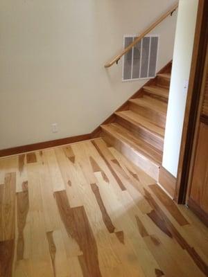 Hickory hardwood floor, entry and stairs (T&T Floors, Mullican wood)