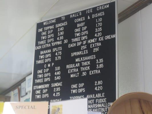 prices of the ice cream