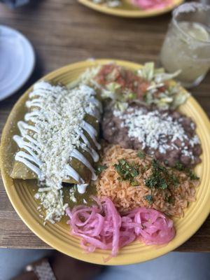 Green chili enchiladas with steak