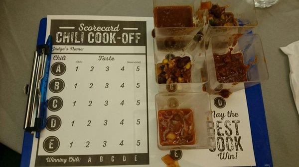 Lucked out and got to be a judge in the chili cook off!!