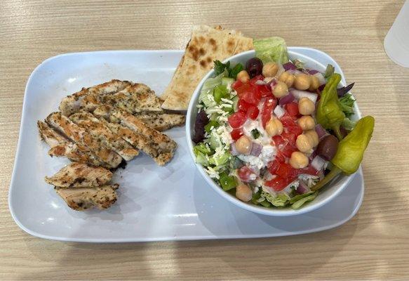 Grilled chicken and Greek salad