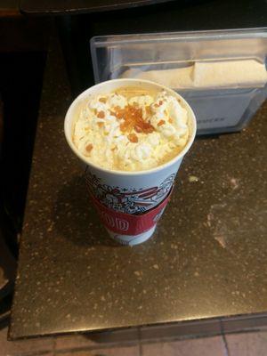 Caramel Brulee Latte (7 shots of espresso, 1 pump of syrup; very low sweetness)