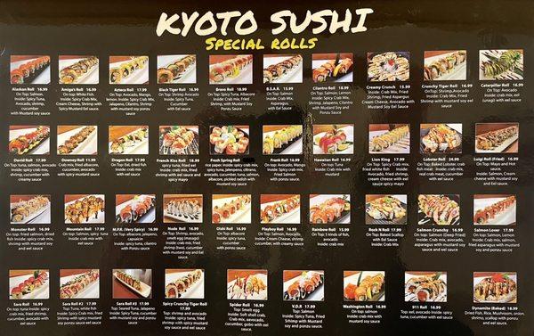 Special Roll Menu