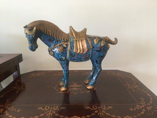 Fantastic, large Chinese Tang style cloisonne horse