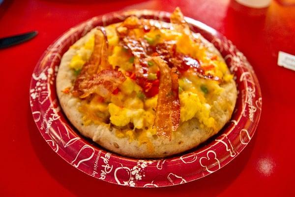 breakfast pizza with added bacon