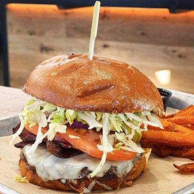 California burger with sweet potato fries make it a combo