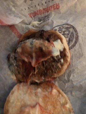 Ordered a double cheeseburger I got  no cheese not happy.