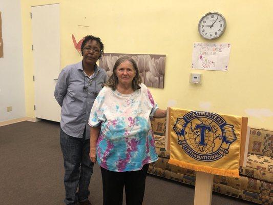 Mary Whitmore ( club president on left) and new member Bonnie Hayslett (on right)