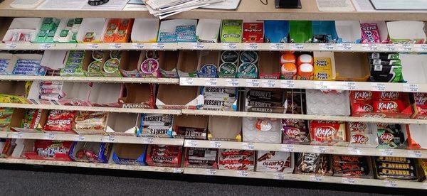 While waiting 2 hours for my 1 hour photo processing I noticed the candy section... lots of out of stocks.