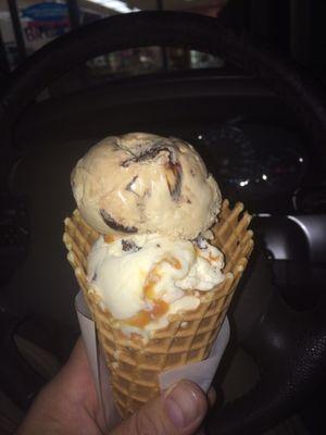 Waffle cone is free when you buy two scoops