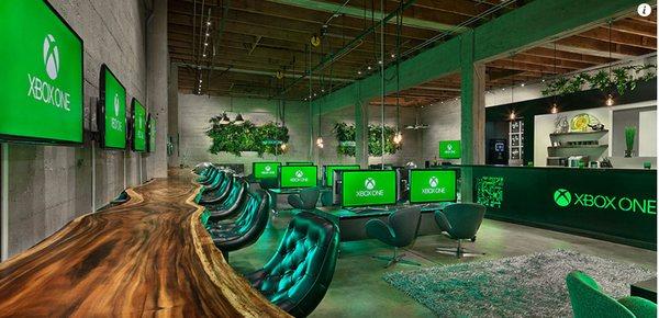 Green wall and other plants at Microsoft XBox event space SOMA.