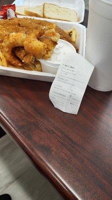 Receipt with meal