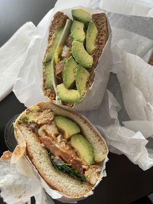 Top is Dancing Avocado on wheat, bottom is the Mexican sandwich. YUM!