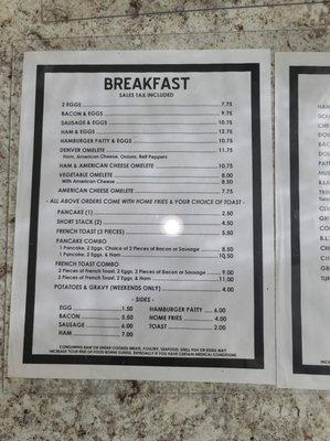 Breakfast Menu