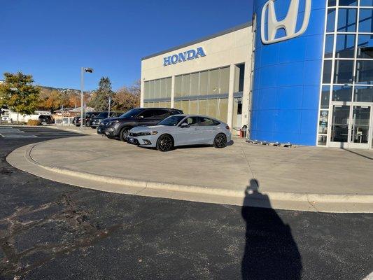 View of my new ride and the front of the dealership