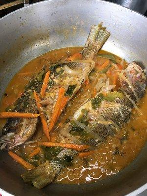 Steamed whole red snapper