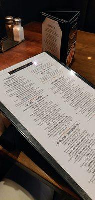 The menu