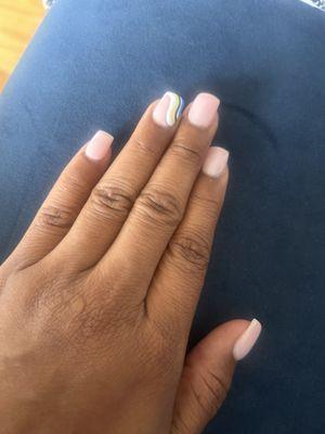 I was wanted a very classic look - natural polish with a design to honor my sorority colors ahead of a conference