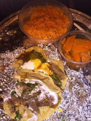 2 lengua tacos, rice, pickled jalapeños & carrots