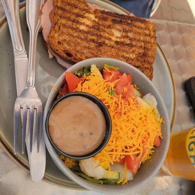 Cuban panini with side salad.  20 minutes to get here.