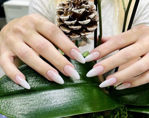 White ombré nails~