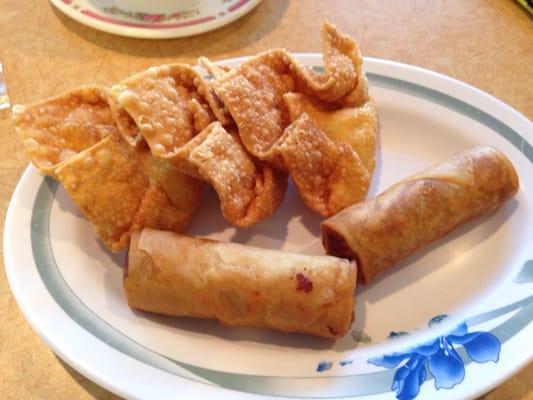 Crab Rangoon and egg rolls