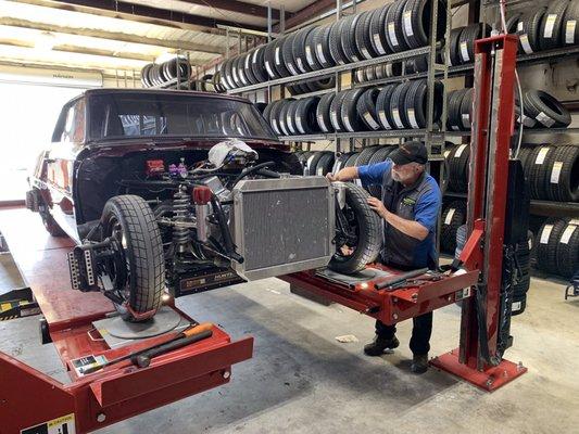 New alignment rack and they can align race cars!