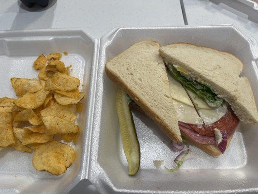 Italian sandwich and chips