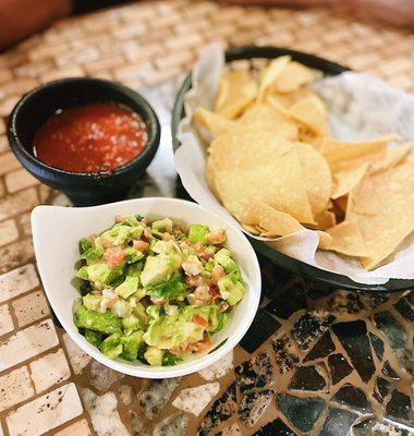 Complimentary chips + salsa! Also get their fresh guac!