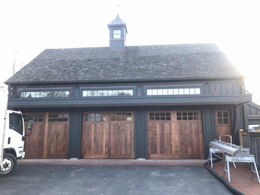 Three custom wood doors commissioned by Gio Construction for this gorgeous building in Tinicum, Pa