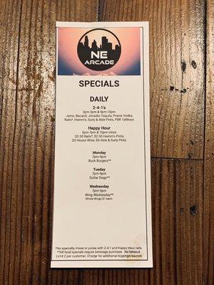 Daily specials