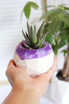 Holographic planter made with recycled glass