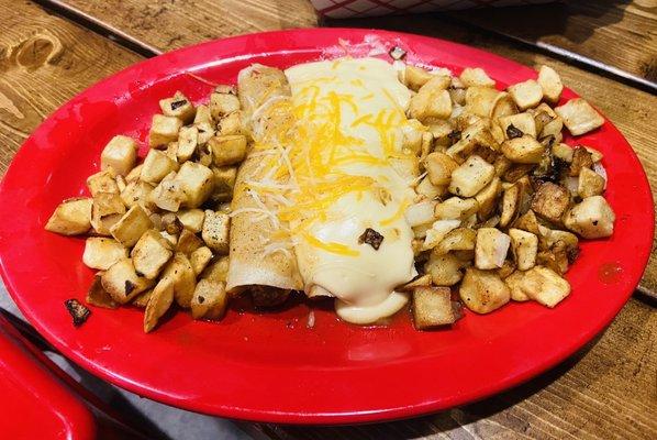 Enchiladas and potatoes