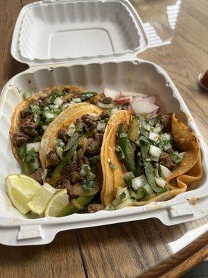 Steak with Jalapenos and Onions Taco